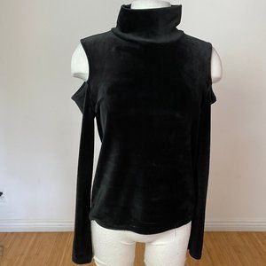Turtleneck in black satin with open shoulders ZARA